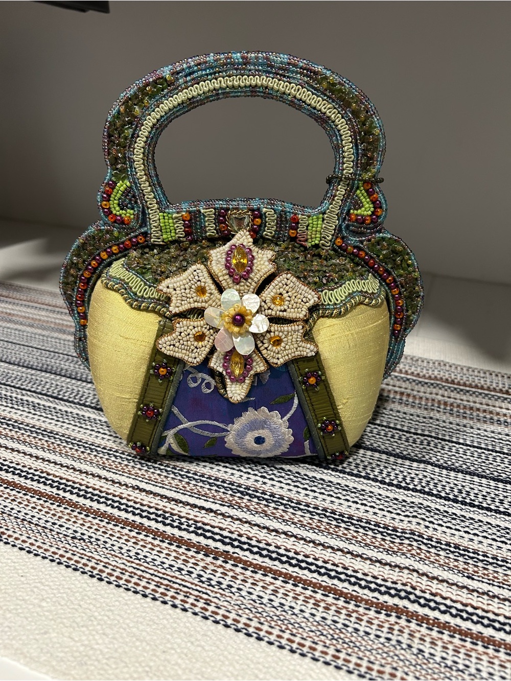 Mary Frances Multicolor Beaded Floral Mini Bag